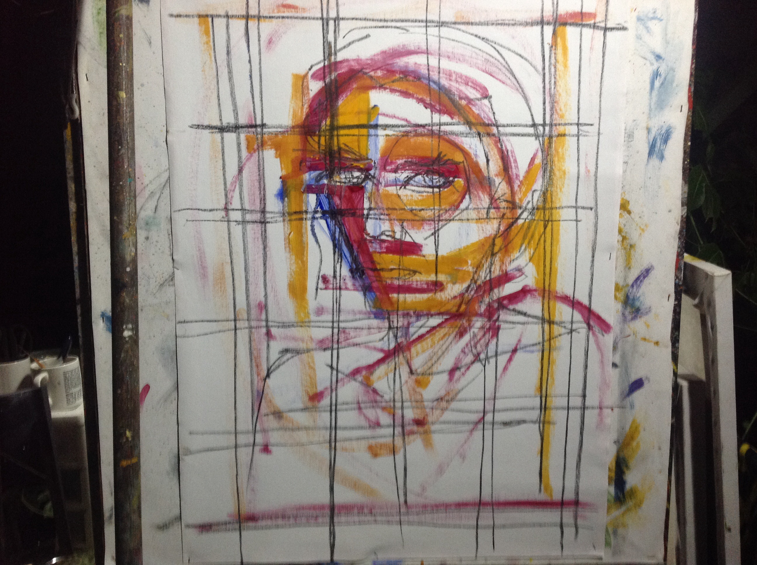 Blogged selfie full ptg on easel